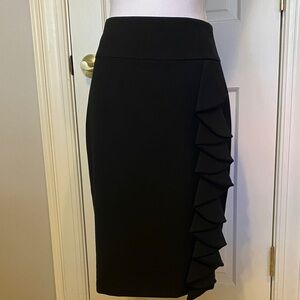 Express Black Pencil Skirt with Ruffle Detail